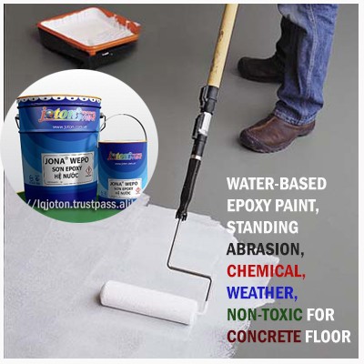 Water based Epoxy Paint, standing chemical, abrasion, weather, NON-TOXIC for Concrete Floor JONA WEPO