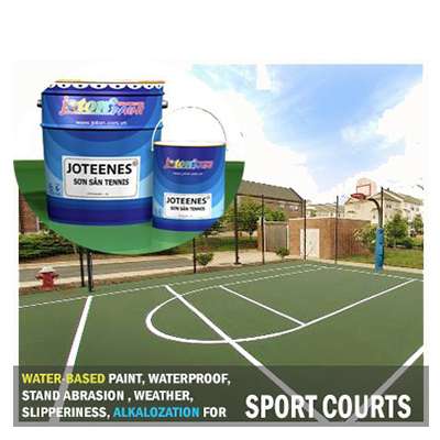 Water based Acrylic Paint, Waterproof, resist weather, abrasion, slipperiness and alkalization for Sport Courts JOTEENES