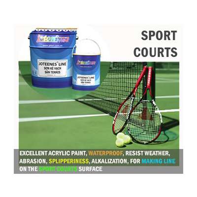 Acrylic Paint, resist water, weather, abrasion, slipperiness for making line on Sport Courts surfaces JOTEENES LINE