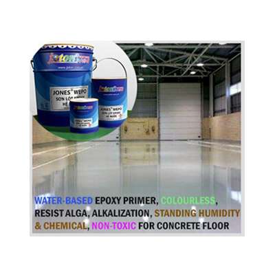 Water based epoxy Primer, stand humidity, chemicals, alkalization, NON-TOXIC for Concrete Floor JONES WEPO